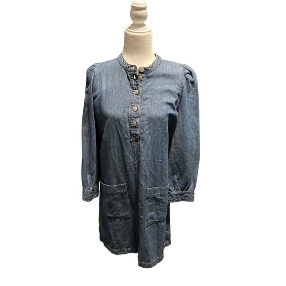 NWT Madewell Women's Blue Denim Patch-Pocket Popover Shirt Dress XS - Picture 3 of 8